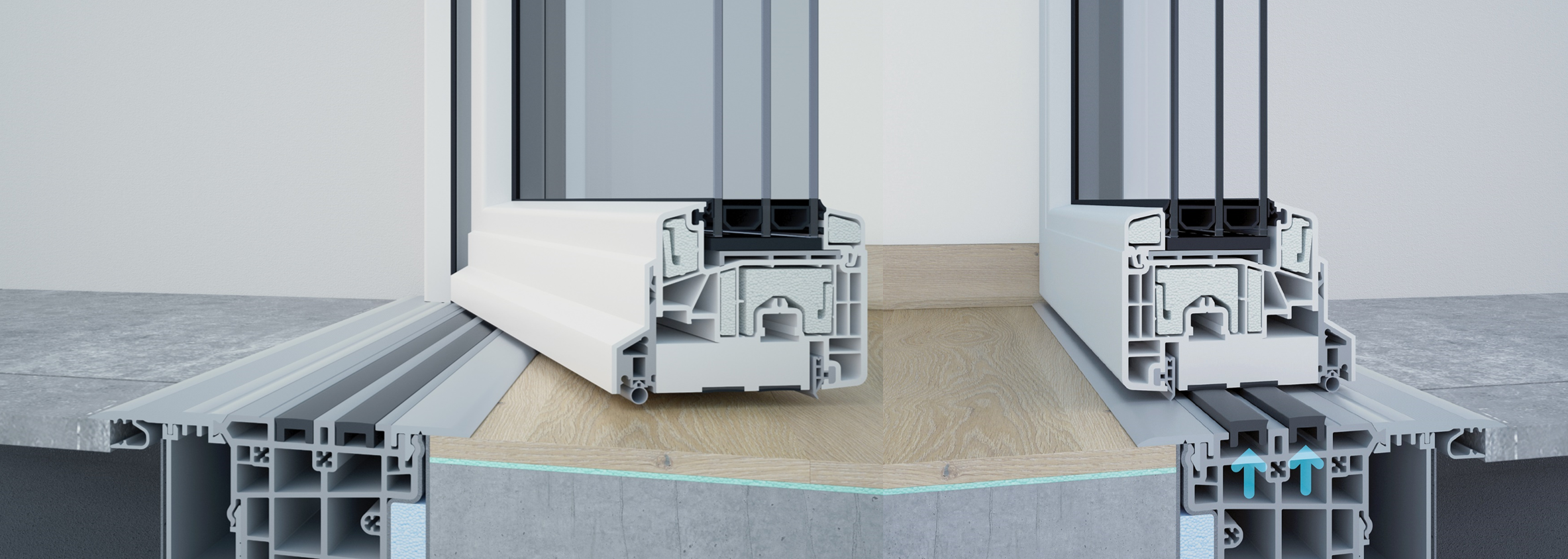 Darstellung der Schwellen im geöffneten und geschlossenen Zustand